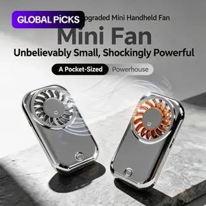 Mini Fan 11000RPM, Handheld Fan Powerful 5-Speed Portable Small Personal Fan, USB Rechargeable Pocket Fan with Mirror Finish, Ultra-Light 55g Adjustable Cooling Fan for Travel Office Gym, Silver/Orange, Portable Fans Rechargeable