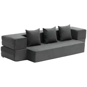 【fathersdaygift】VEVOR Folding Sofa Bed, 3-in-1 Foldable Couch Bed with 3 Pillows and Washable Cover, 25D High Density Memory Foam Convertible Sleeper Chair Bed, Futon Couch for Living Room, Bedroom, Dark Grey(Twin)