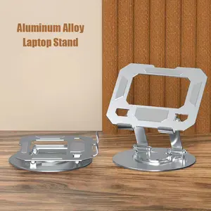 Adjustable Laptop Stand, Computer Stand with 360 Rotating Base, Ergonomic Laptop Riser Mount for Desk Foldable Protable Computer Desk, Portable Laptop Stand