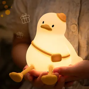 Cute Duck LED Night Light, Rechargeable 3 Level Dimmable Silicone Night Lights，Funny Office Desk and Home Bedroom Lighting Decor, Dimmable Lamp, Home Decoration Lamp ，Perfect Gift For Family and Friend，Birthday gift