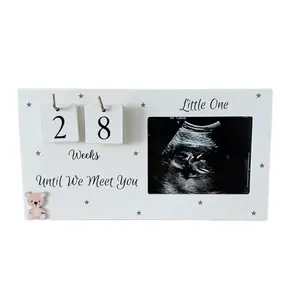 Baby Sonogram Picture Frame Countdown Weeks - Standard 4"x3" Ultrasound Photo - Pregnancy Announcements Ideas Decor