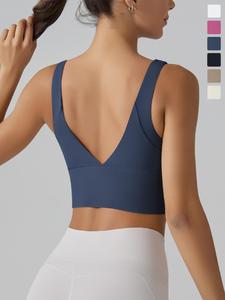 women's solid color sports bra, breathable comfortable sports bra, ladies sportswear for running gym yoga, activewear, women workout clothes