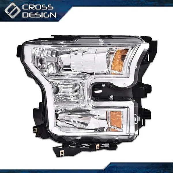 CROSSDESIGN Halogen Headlight Lamp Assembly - Car Exterior & Lighting Upgrade Part, Fit for 2015-2017 Ford F150 Passenger Side, Car Exterior Upgrade, Automotive Headlight Assemblies, Front Light Headlamp