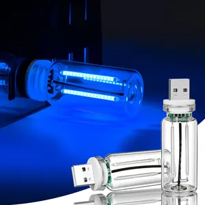 1 Pack Blue USB Ambient Light Touch-Control Dimmable Plug-in Vintage Glass Bottle LED Night Light Perfect for Bedrooms/Camping/Parties/Holiday Decorations