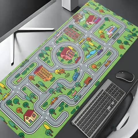 Fun Track Map Playmat Design Large Gaming Mouse Pad,Aesthetic Desktop Drotection Pad,Washable Rubber Pad Non-Slip Lock Edge Multi-Size Mouse Pad Suitable For Home Office,Good Gift for Family and friends, Desk Accessory
