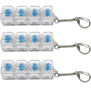 Keyboard Fidget Toy for Adult, Cat Shape Clicker Keyboard Fidget Keychain with LED Lights, White 4-in-1 Loud Stress Relief Fidget Keyboard for Anxiety Decompression (White)
