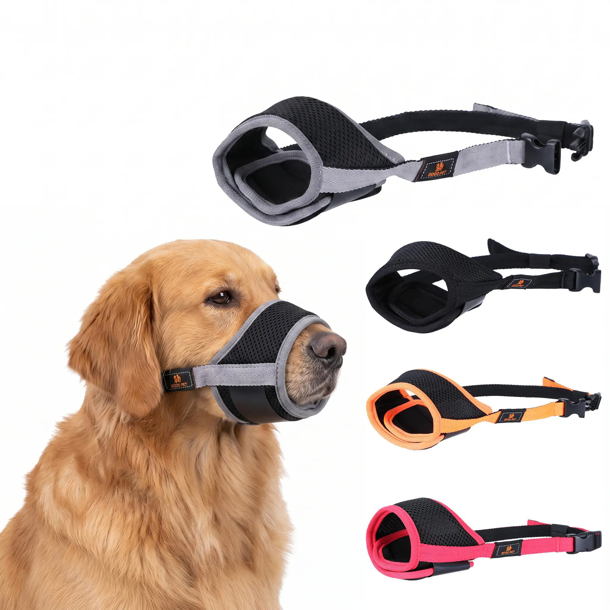 Soft Fabric Dog Muzzle, Breathable Anti Bite and Bark Control Pet Mouth Cover, Adjustable Dog Safety Mask to Prevent Chewing and Scavenging, Fit for Small Medium Large Dogs (XS–XXL)