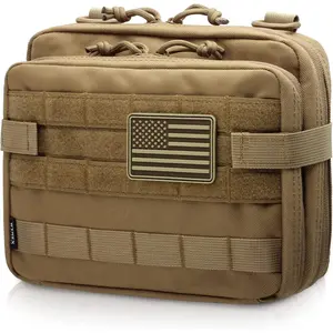 Tactical large admin pouch of double layer design molle edc emt utility pouch with map sleeve modular tool pouch large capacity flag patch included
