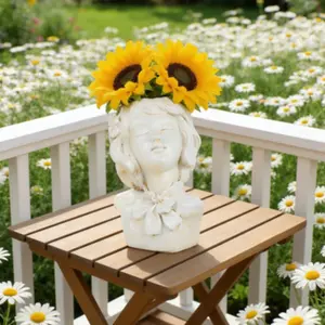 Vintage Girl Bust Planter - Retro Resin Head Flower Pot, Cute Succulent Planter for Home Decor, Aesthetic Desk Decor for Plant Lovers