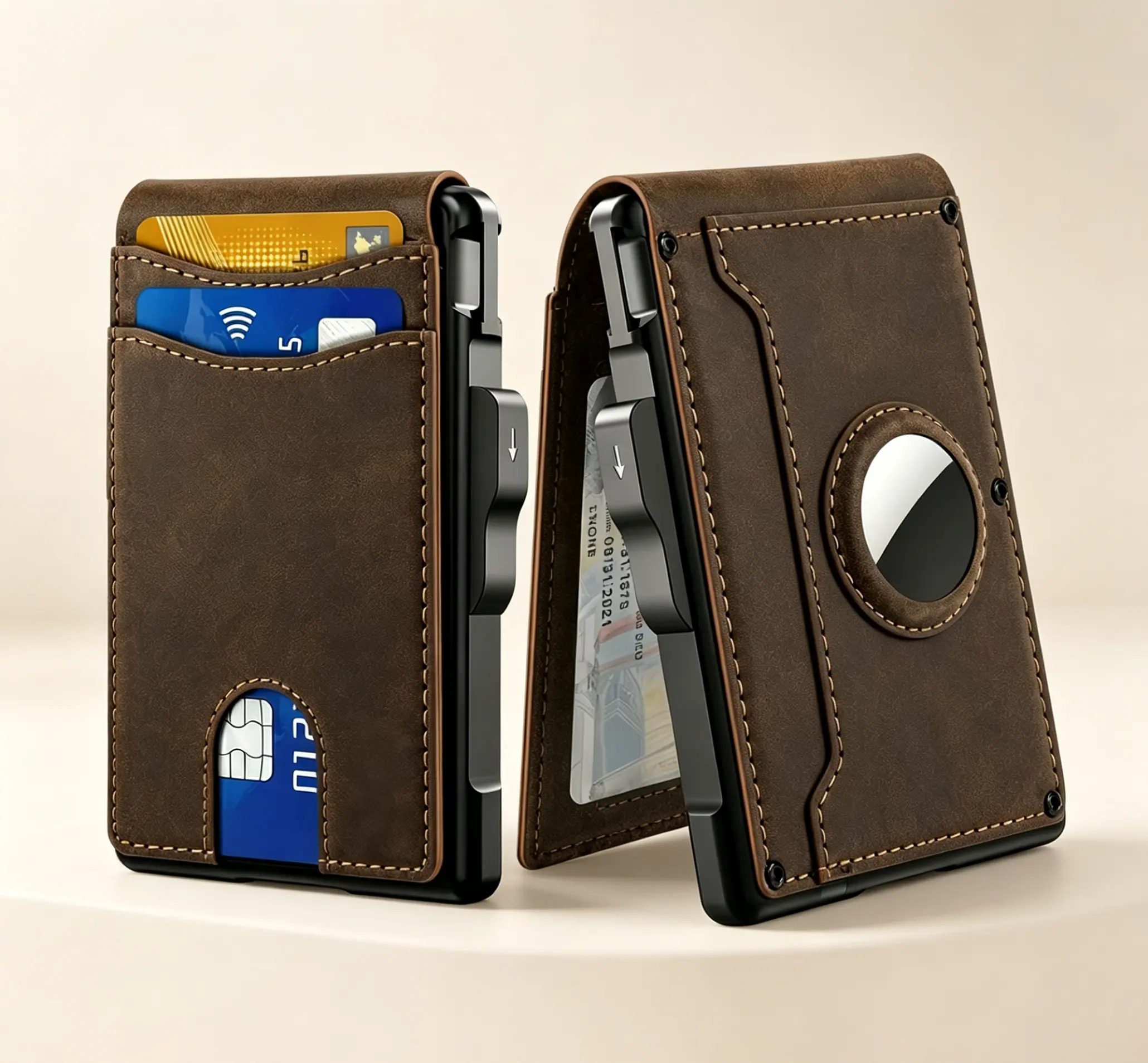 2026 Carbon Fiber Pattern Pop-Up AirTag-Compatible Wallets for Men, Anti-Theft RFID Blocking Slim EDC Wallet with Multi Card Slots, ID Window, Cash Compartment, Lightweight Storage Case, Heartfelt Gift for Office Travel