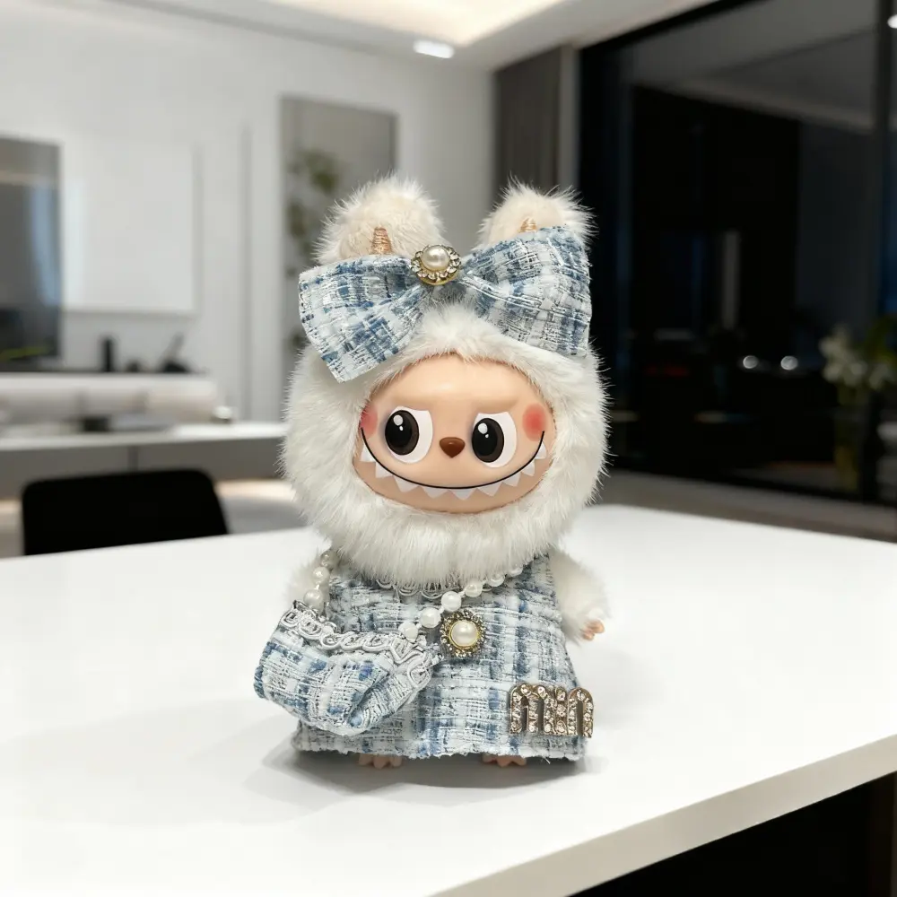 Labubu Doll Clothes 3 Piece Set French Style Suit for 4th Gen 10cm Dolls Fashionable Classic Cute Princess-style Autumn Winter Christmas Gifts lifelike doll clothing lover Clothing and Accessories Set elegant outfit labubu set