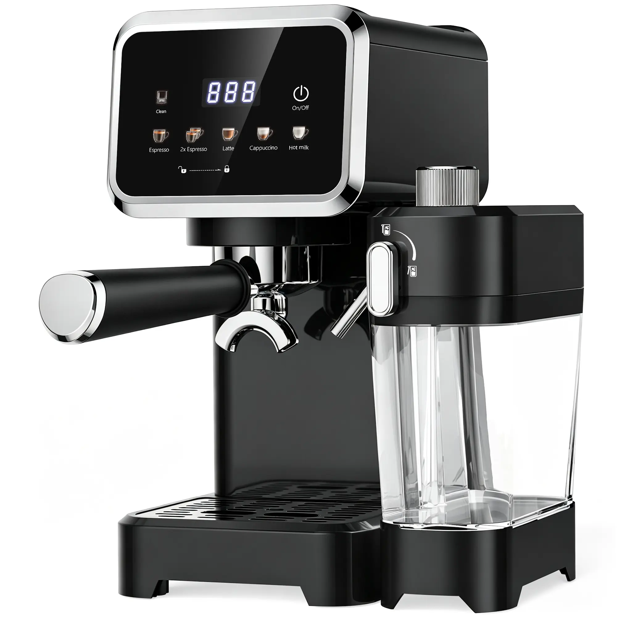 20 Bar Espresso Machine with Automatic Milk Frother, Dual Boiler Espresso Maker, 2-in-1 Coffee Machine for Ground Coffee & Capsules, Touchscreen Latte & Cappuccino Maker