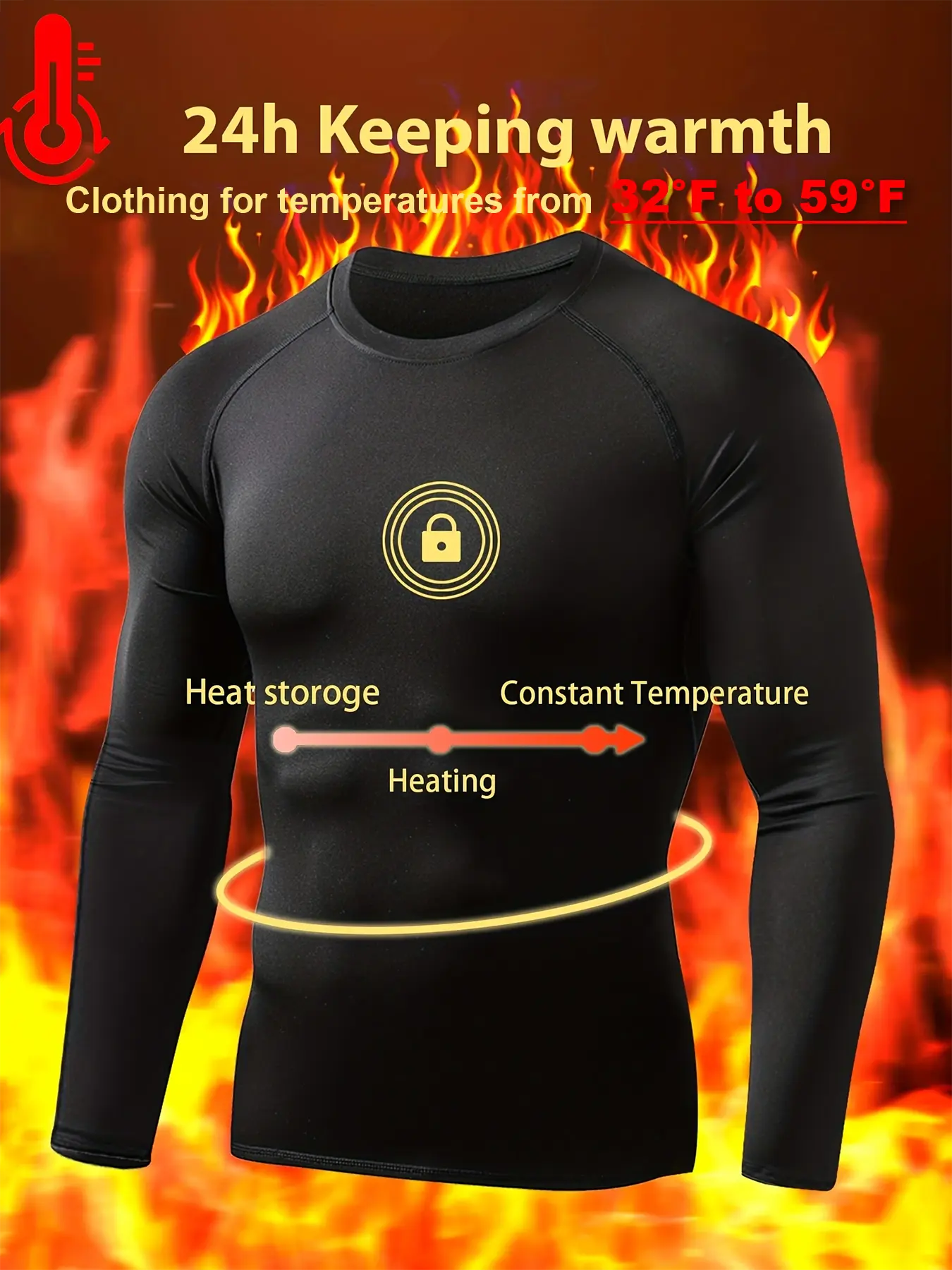 1 Pack Men's Thermal Compression Shirt Fleece Lined Long Sleeve Athletic Base Layer Cold Weather Gear Workout Top summerwins