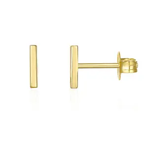 PAVOI 14K Gold Plated Yellow Gold Mini Bar Stud Earrings for Women