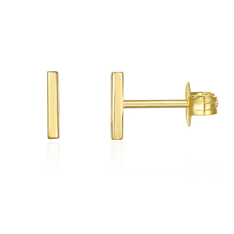 PAVOI 14K Gold Plated Yellow Gold Mini Bar Stud Earrings for Women
