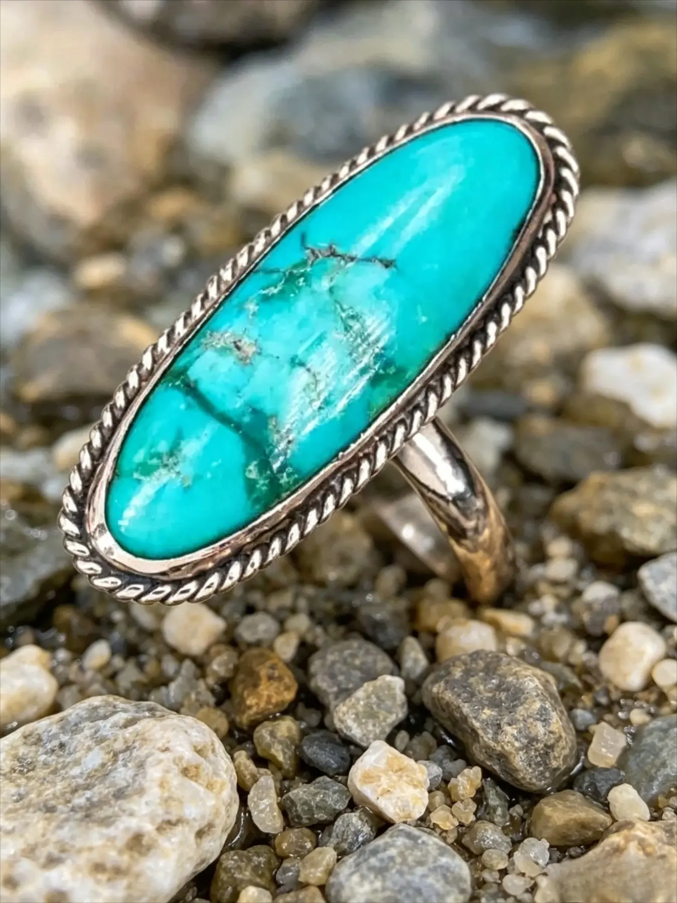 Bohemian Ethnic Aesthetic Style Imitation Turquoise Vintage Ring for Women, Retro Casual Fashion Party Gift, Unique Design Jewelry