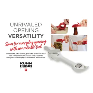 Kuhn Rikon Auto Safety Master Opener | No-Sharp-Edge Can & Bottle Opener (5-in-1)