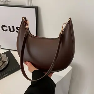 Retro Half Moon Women's Shoulder Bag with Removable Strap & Zipper Closure - Nylon Polyester Lining - Ideal for Valentine's Day Gifts & Travel - 5 Color Options