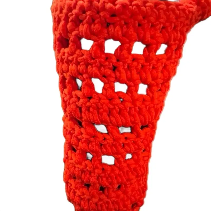 Crocheted Cup/Bottle Carrier with Over the Shoulder Handle - Handmade Stylish Drinkware for Mug & Tumbler - Red Color - 7 Inches Compact Size