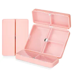 Magnetic Foldable Pill Organizer - 7 Compartments Portable Pill Box, BPA-Free Travel Pill Case for Daily Medication