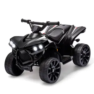 GARVEE 6V Battery Powered Kids ATV 4 Wheeler with LED Lights, Music, Foot Pedal, and Durable Wheels - Ride On Electric Quad Vehicle for Toddlers, Black