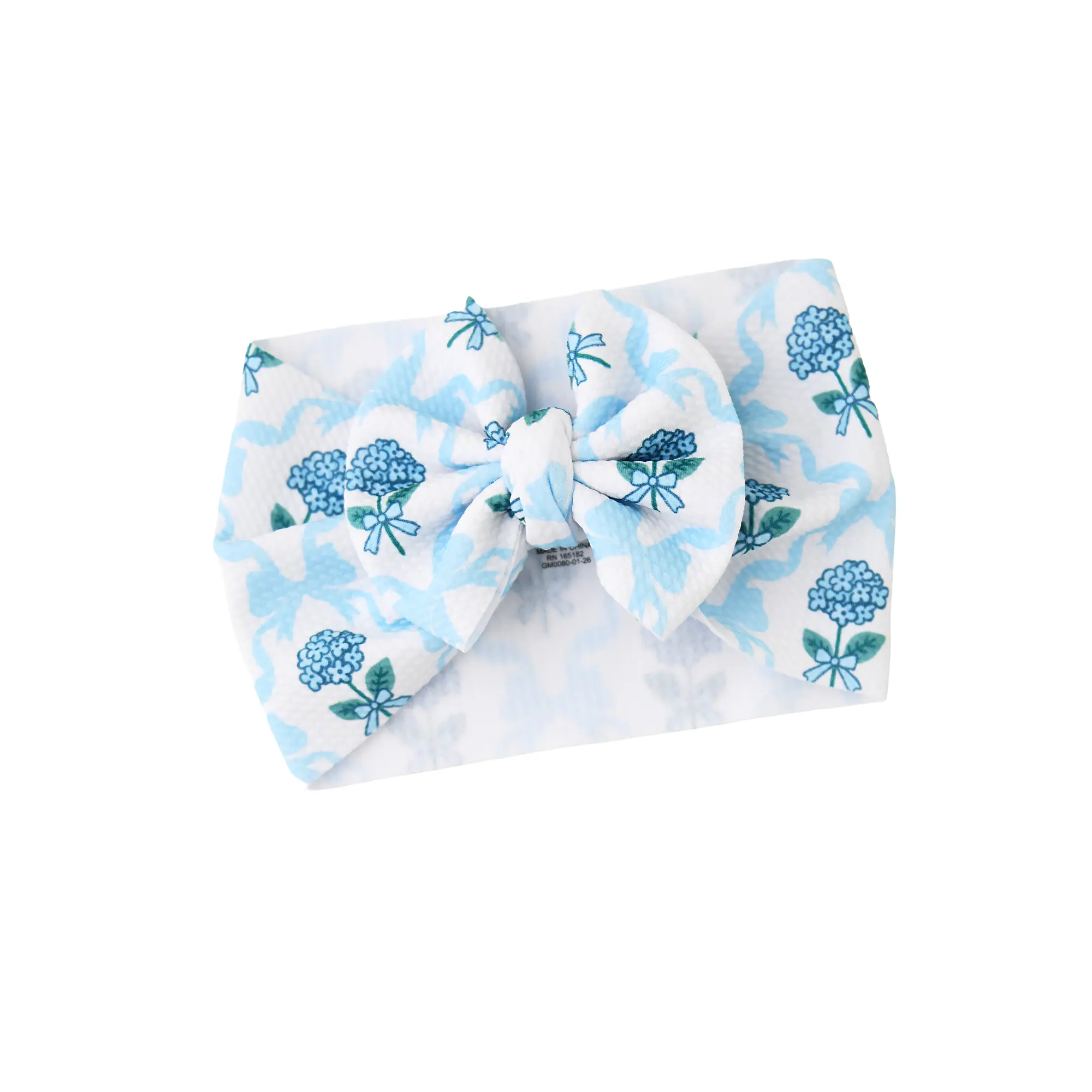 Savannah HEADWRAP for Babies Soft Bullet Fabric Bow Floral Headwrap, Pre-Tied Bow, Fits Ages 6 Months and Up, Spot Washable