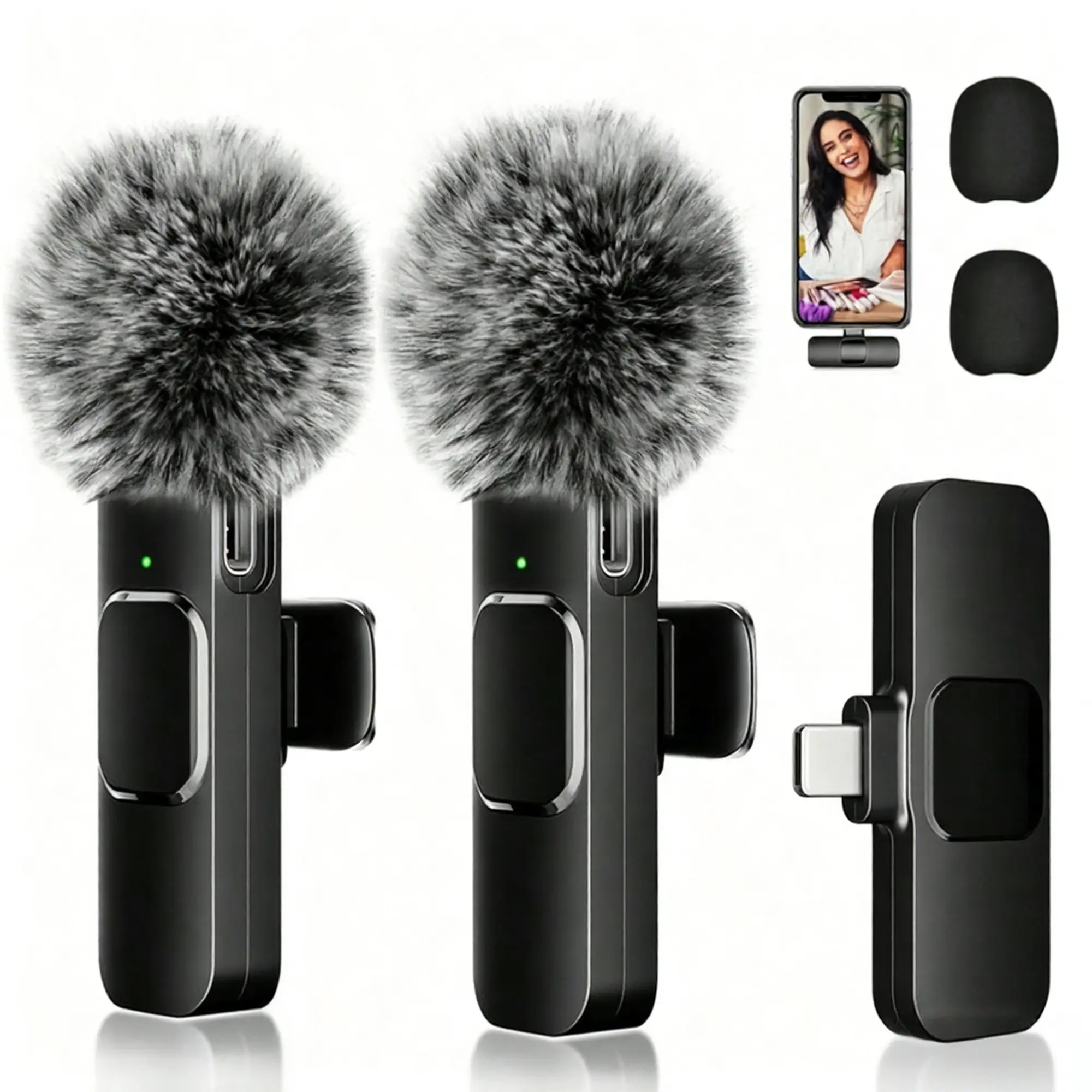 Wireless Lavalier Microphone for iPhone & Android, Mini USB-C Clip-On Lapel Mic, Plug & Play Portable Vlogging Equipment for TikTok Video Recording, YouTube Streaming Interview