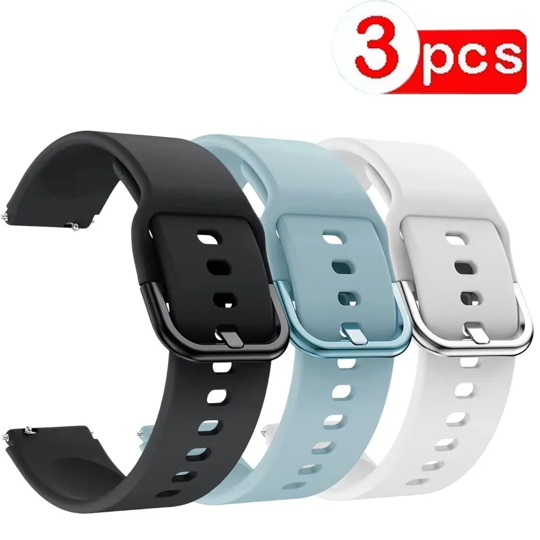 3pcs 20mm/22mm Sports Strap, Watch Straps, Smart Watch Accessories For Samsung Galaxy Watch 7/6/5/4/3 Gear S3/S2, Active 2&Huawei Series, Colorful Replacement Band, Flexible Material, Adjustable Wristband, Smartwatch Accessories