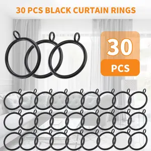 30 Pack Curtain Rings Set (Excluding Hooks and Clips),1.5 Inch Black Curtain Rings,Metal Drapery Ring for Curtain Rods,Christmas Party Gifts,Hand Tools Kits