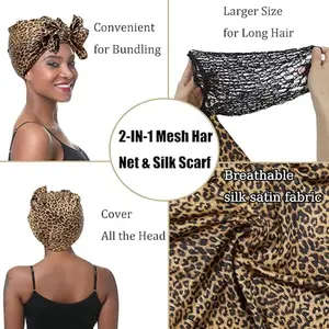 Women's Leopard Print One-Piece Scarf Sleep Cap, Breathable Mesh Headwrap for Nighttime Sleep and Daily Use, Comfortable and Stylish Accessory