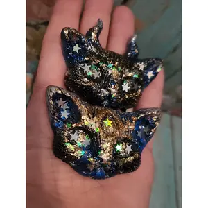 Midnight Galaxy Kitty Magnet set