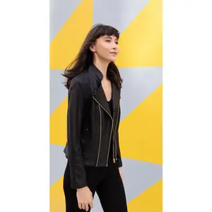 Liquid Leather Double Zipper Jacket