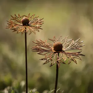 2pcs Metal Art Sculpture Cornflower Silhouette, Garden Decor for Courtyard, Garden Accessories, Lawn Art, Outdoor Plant Statues, Garden Sculptures Statues, Modern Romance Theme (2026 Gift Idea)