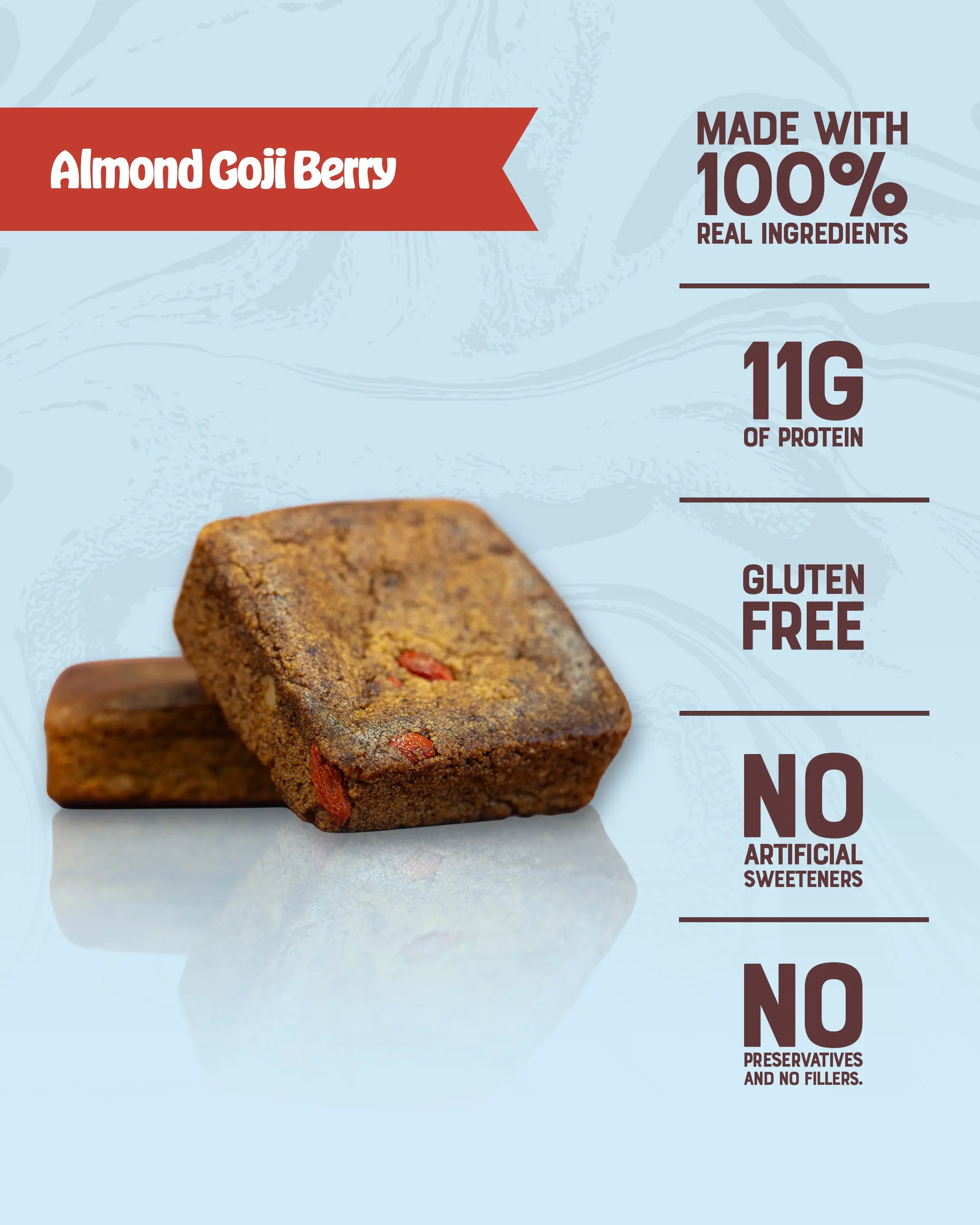 Fudge Fuel -Almond Goji Berry blondie