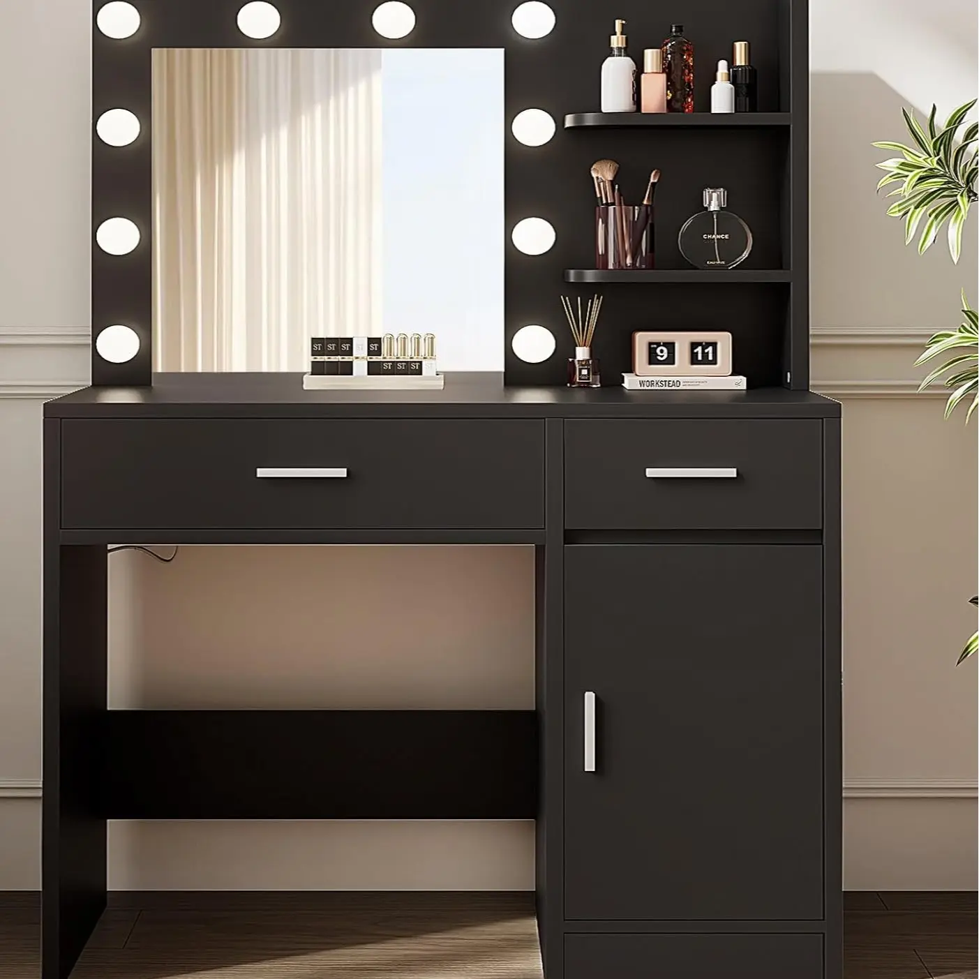 Vanity With Lights - Black