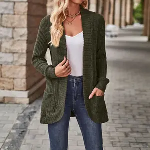 Cardigan Sweaters for Women Open Front Long Sleeve Loose Lightweight Knit Sweater Coat with Pockets