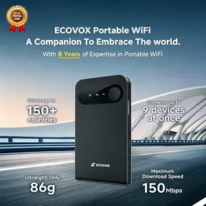 ECOVOX Global Hotspot Auto-Switch AT&T/T-Mobile/Verizon 150Mbps 4G LTE FCC Certified Pocket-Sized for Airport RV Tinder Date Rescue Free 1GB Data 86g, SummerVibes outdoorfun, 150Mbps Speed