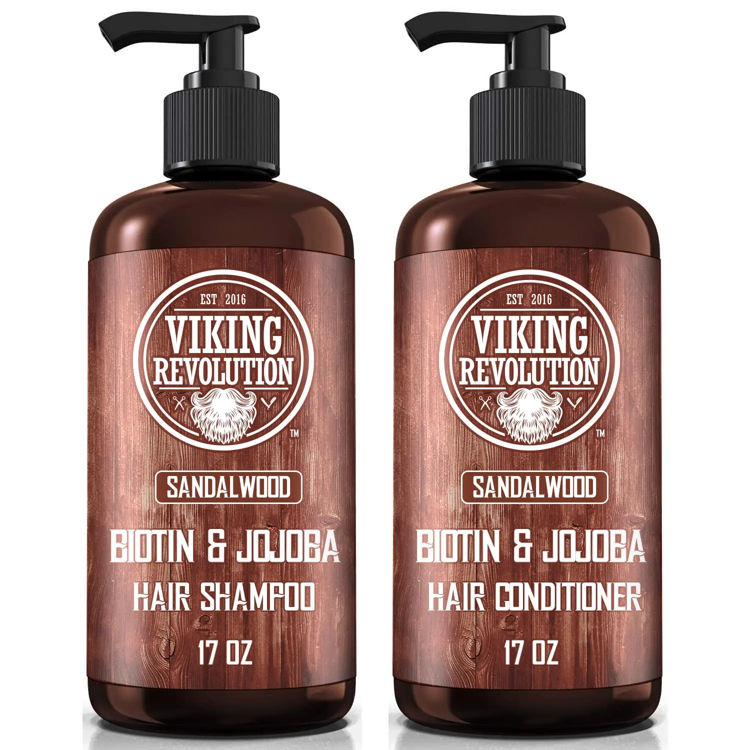 Viking Revolution Sandalwood Men's Shampoo & Conditioner Set with Biotin & Jojoba Oil for Thinning Hair - Sulfate Free Haircare 17 Oz Viking Revolution Sandalwood Men's Shampoo & Conditioner Set with Biotin & Jojoba Oil for Thinning Hair - Sulfate Free Haircare 17 Oz