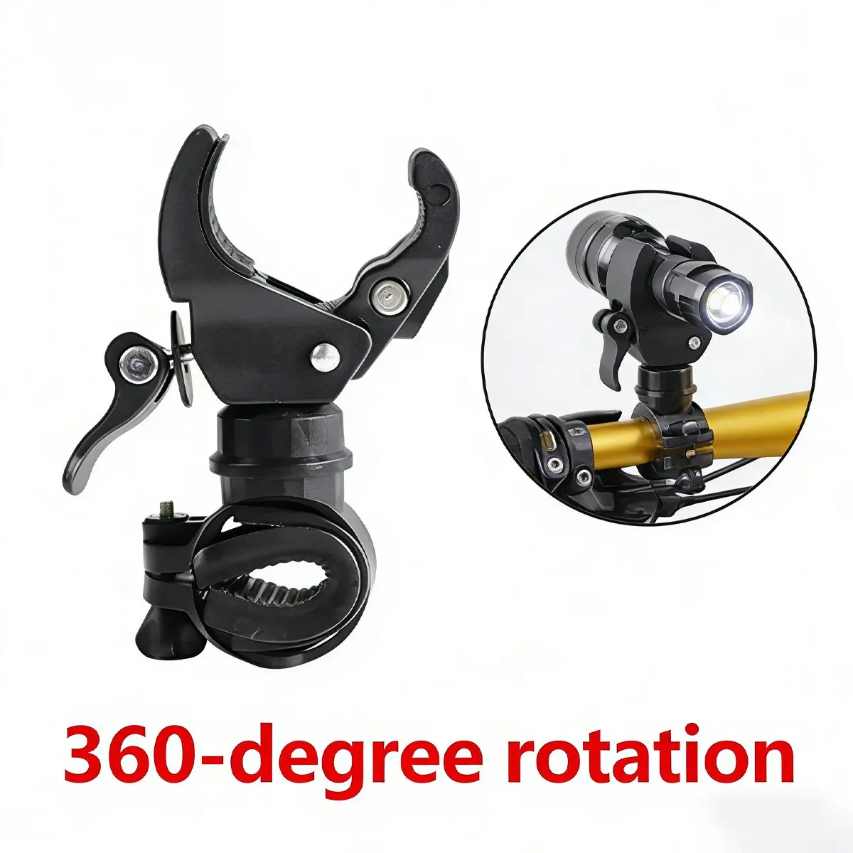 360 Degree Rotating Bicycle Light Bracket, U-Type Bike Light Holder, Universal Flashlight Clip, Stable Non-Slip Cycling Gear Accessory, Outdoor Cycling Accessories