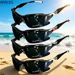4-Pack Unisex Polarized Sports Sunglasses, UV400 Full Eye Protection Windproof Eyewear, Ultra Light Comfort Outdoor Shades,  Fashion Classic Casual Eyeglasses Ideal for Cycling Running  Hiking Travel Daily Wear Men Women Holiday Gift