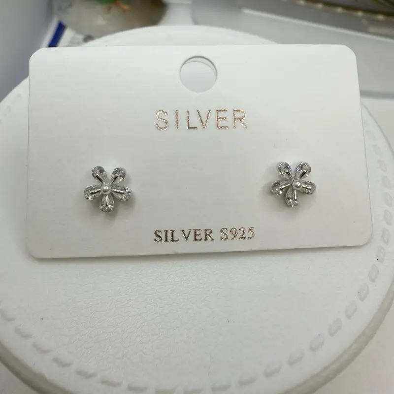 925 sterling silver baby studs high quality Italian silver cubic zirconia stones)) aretes pegaditos de Bebe Alta calidad plata Italiana de bolita atras