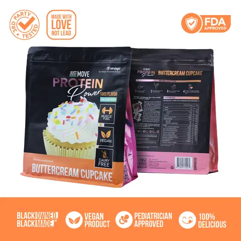 Just Move Protein - Buttercream Cupcake - Vegan (Plant Based) Organic, Dairy Free, Soy Free, Gluten Free, Keto, Peanut Free, 20g Protein, Low Carb, Non GMO supplements fitness dietary post-workout recovery