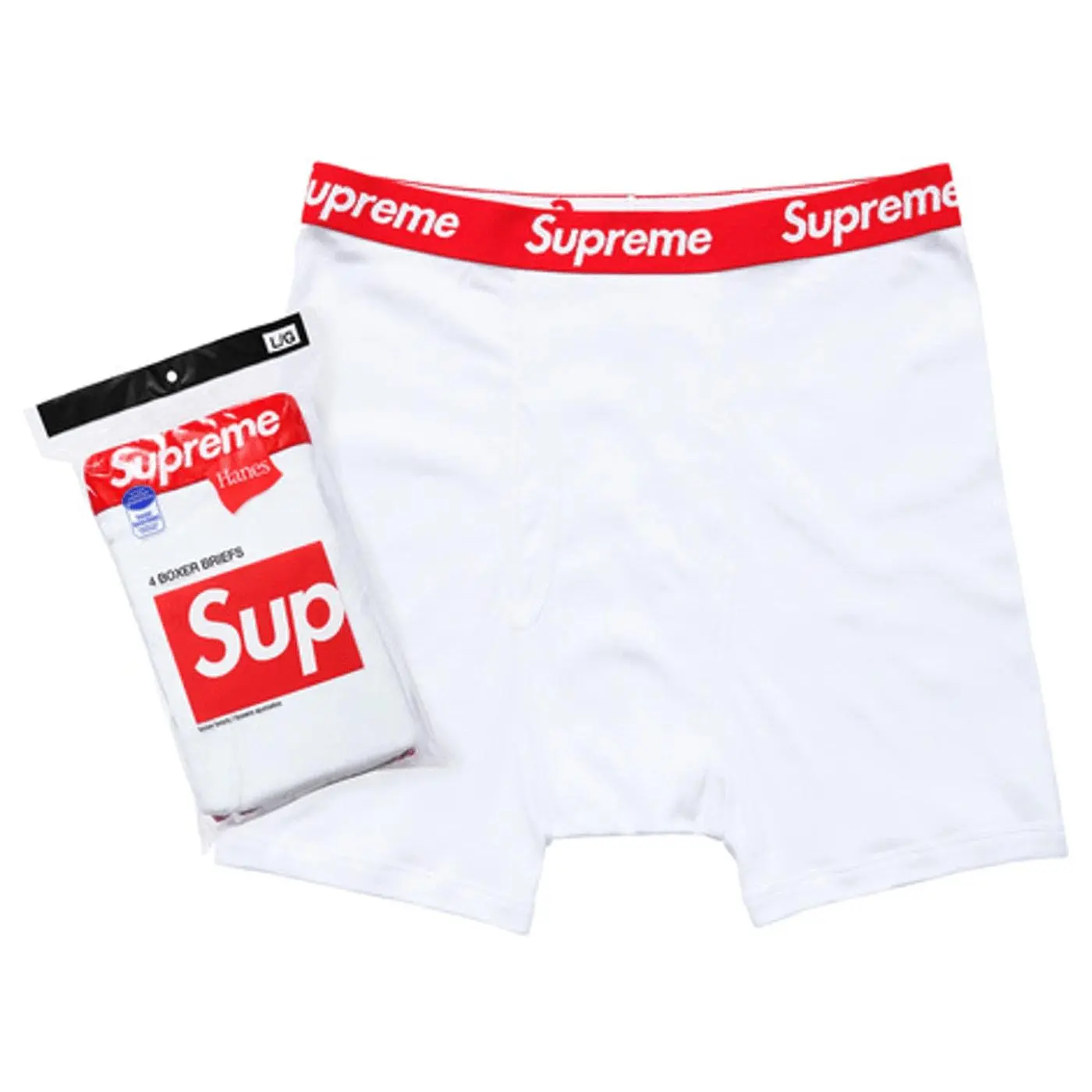 Supreme Hanes Boxer Briefs (4 Pack) White Supreme Hanes Boxer Briefs (4 Pack) White