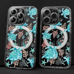 Phone Case - A Full Protective Case with Corner Guards, Made of Material with Magnetic Features, Featuring a Sea Turtle Coral Ocean Pattern, Compatible with iPhone 17 E Air Pro ProMax iPhone16 15 14 Plus 13 12 11 X XS XR