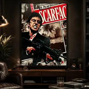 Scarface Movie Artistic Waterproof Canvas Wall Decor Cute Vibrant Poster for Bathroom Living Room Bedroom Dorm New Year Gift Home Decoration, Room Decorations, Funky Home Decor,anime wall art,bedroom canvas poster
