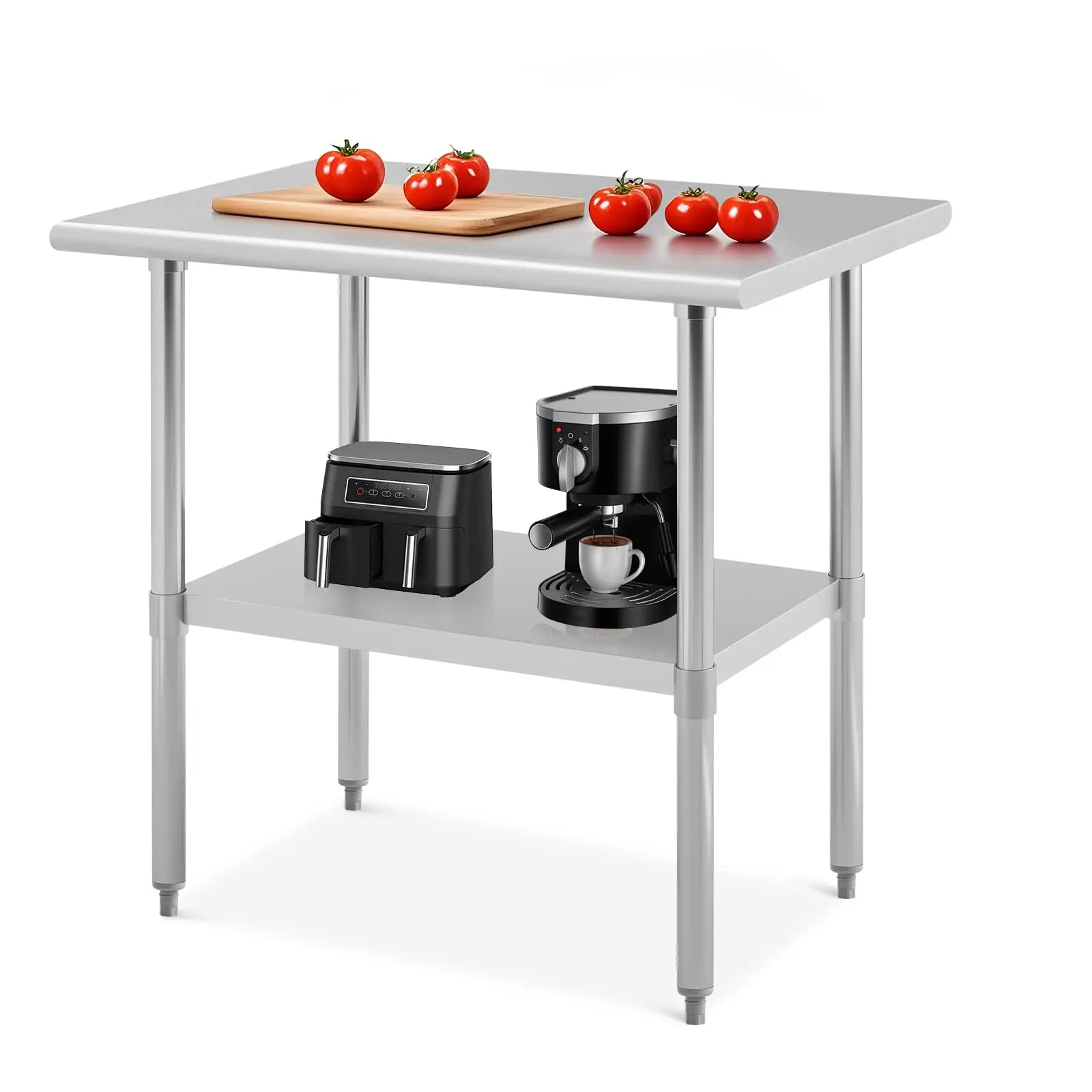 Stainless Steel Food Prep Work Table, 24"x36" Heavy Duty Table with Adjustable Legs, Commercial Kitchen Food Prep Workbench