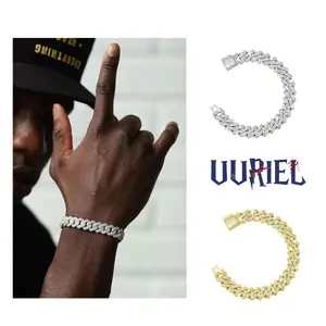 UJ 14mm Cuban Link Chain for Men 14mm Iced Out Cuban Link Bracelet Anklet Bangle Chain for Men Boys Girls Chains Hip Hop Cuban Bracelet for Men Women Jewelry Luxury Fathersdaygift