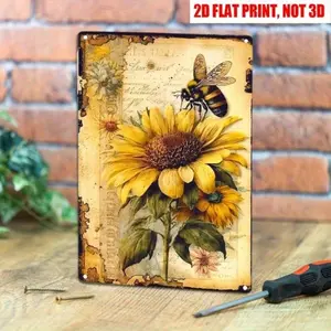 Vintage Sunflower Aluminum Wall Decor Retro Floral Home Garden Art Indoor Outdoor Aluminum Sign for Housewarming Gift Garden Signs