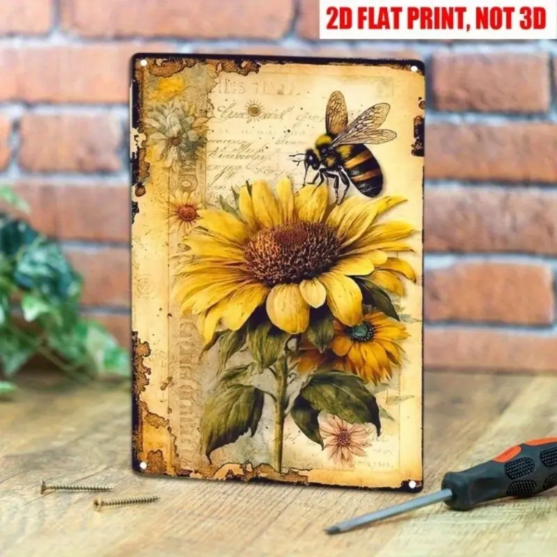 Vintage Sunflower Aluminum Wall Decor Retro Floral Home Garden Art Indoor Outdoor Aluminum Sign for Housewarming Gift Garden Signs