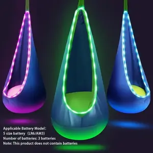 Led Light Hammock(Batteries Not Included), 1 Count Inflatable Hammock with Inflatable Cushion, Outdoor Camping Hanging Chair, Portable Hanging Bed for Indoor & Outdoor, Portable Travel Hammock, Portable Swing Hammock